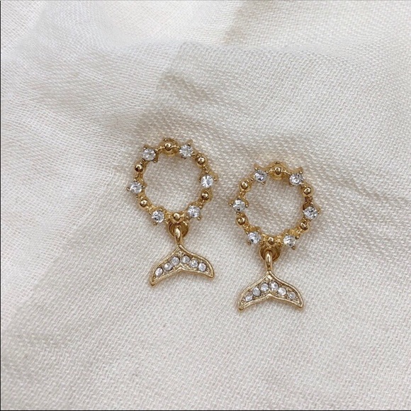 Mermaid Dainty Gold Earrings - Picture 1 of 3
